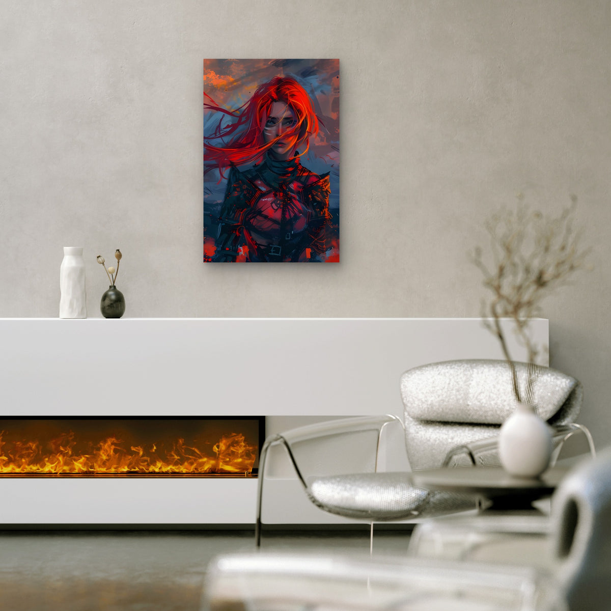 Medieval Knight Girl Illustration 40x60cm Metal Print Ready to Hang