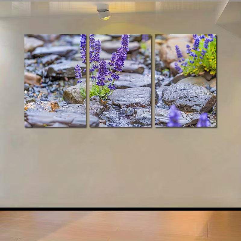 3pcs Sun-Drenched Meadow with Rocks Wall Art Set Canvas Framed 40x60cm - High Quality Print 100% Australian Made Wall Canvas Ready to Hang