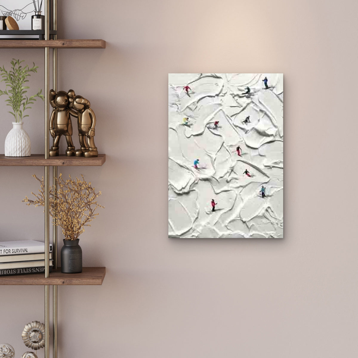 Winter Skiing on Textured Snow Metal Print Ready to Hang
