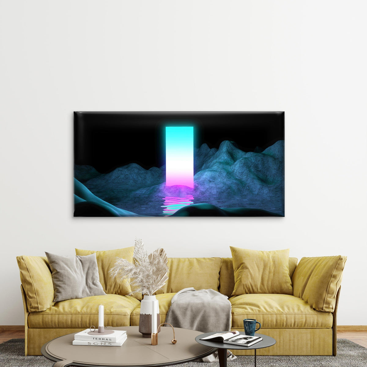 Glowing Space Portal Wall Art Canvas Office Home Room Framed 120x60cm