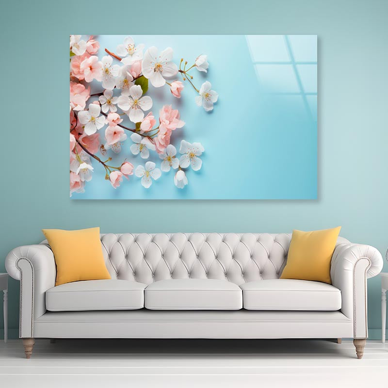 Pink White Cherry Blossoms Acrylic Glass Print Tempered Glass Wall Art 100% Made in Australia Ready to Hang