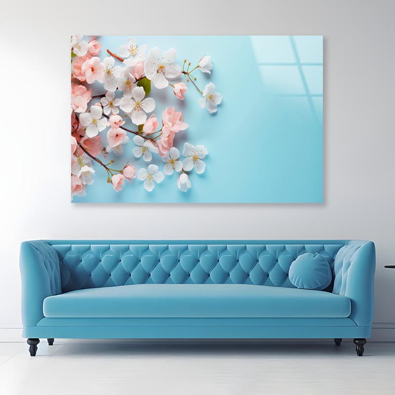 Pink White Cherry Blossoms Acrylic Glass Print Tempered Glass Wall Art 100% Made in Australia Ready to Hang