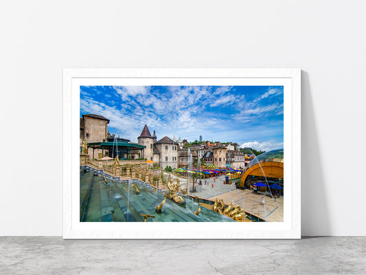 Beautiful Cityscape In Vietnam Glass Framed Wall Art, Ready to Hang Quality Print With White Border White
