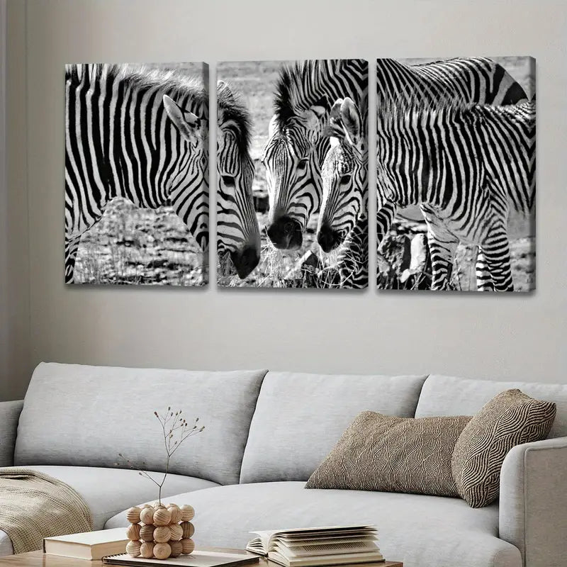 3pcs Black & White Horse Abstract Wall Art Set Canvas Framed 60x90cm - High Quality Print 100% Australian Made Wall Canvas Ready to Hang