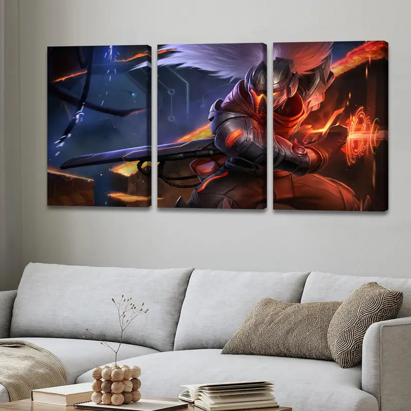 3pcs Yasuo Wind Sword Master Theme Wall Art Set Canvas Framed 60x90cm - High Quality Print 100% Australian Made Wall Canvas Ready to Hang