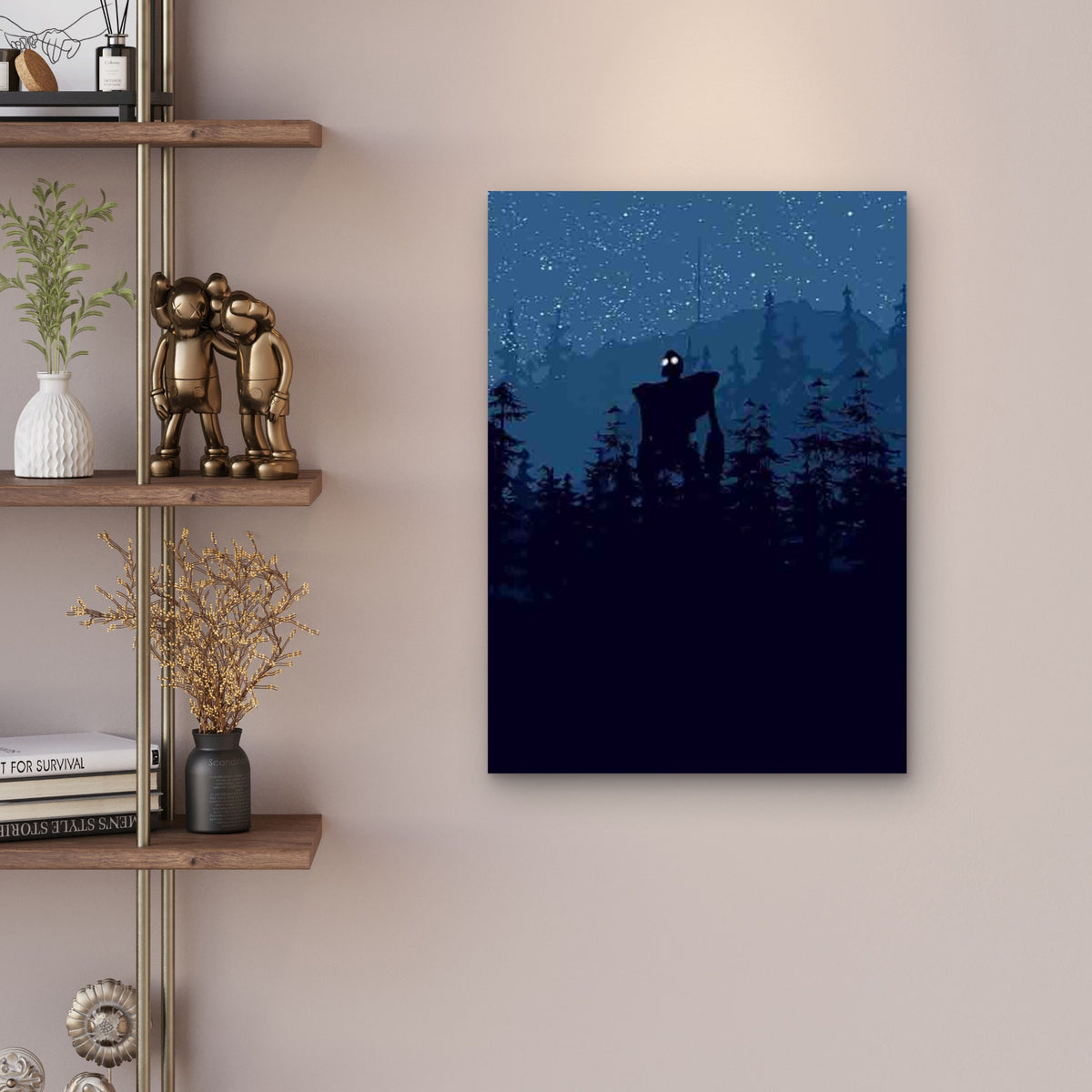 Night Forest Glowing Eyes Metal Print Ready to Hang