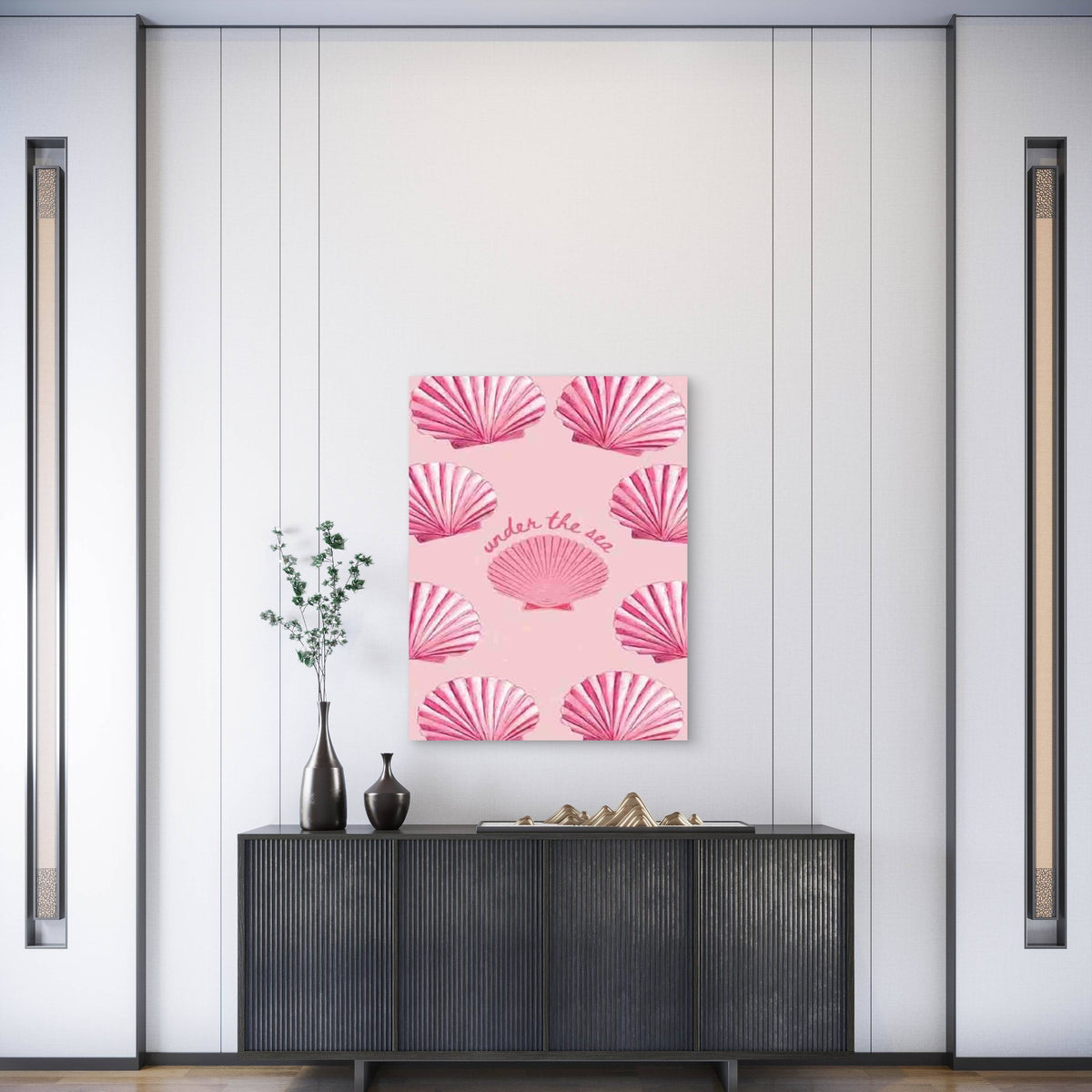 Pink Shell Ocean-Themed Metal Print Ready to Hang