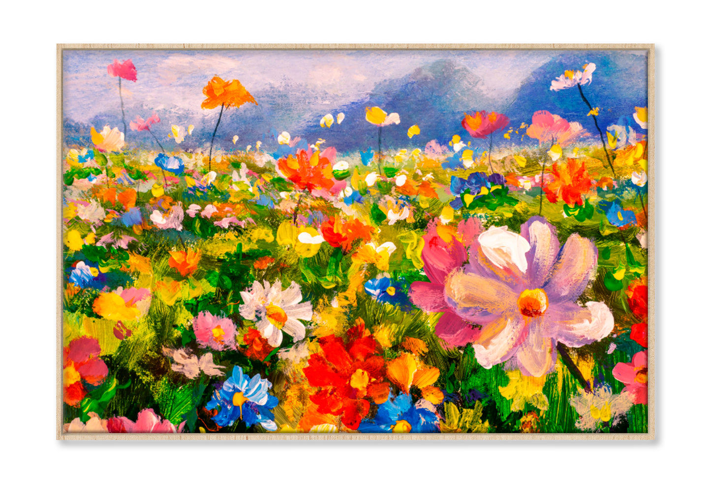 Flower Meadow Oil Painting Wall Art Limited Edition High Quality Print Canvas Box Framed Natural