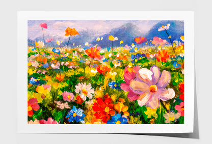 Flower Meadow Oil Painting Wall Art Limited Edition High Quality Print Unframed Roll Canvas None