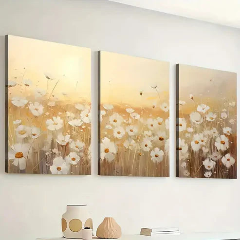 3pcs Artistic Abstract Floral Landscape Art Flowers Wall Art Set Canvas Unframed - High Quality Print 100% Australian Made Wall Canvas