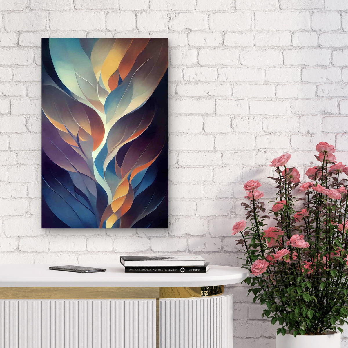 Tree Life Abstract With Growing Lines 40x60cm Metal Print Ready to Hang