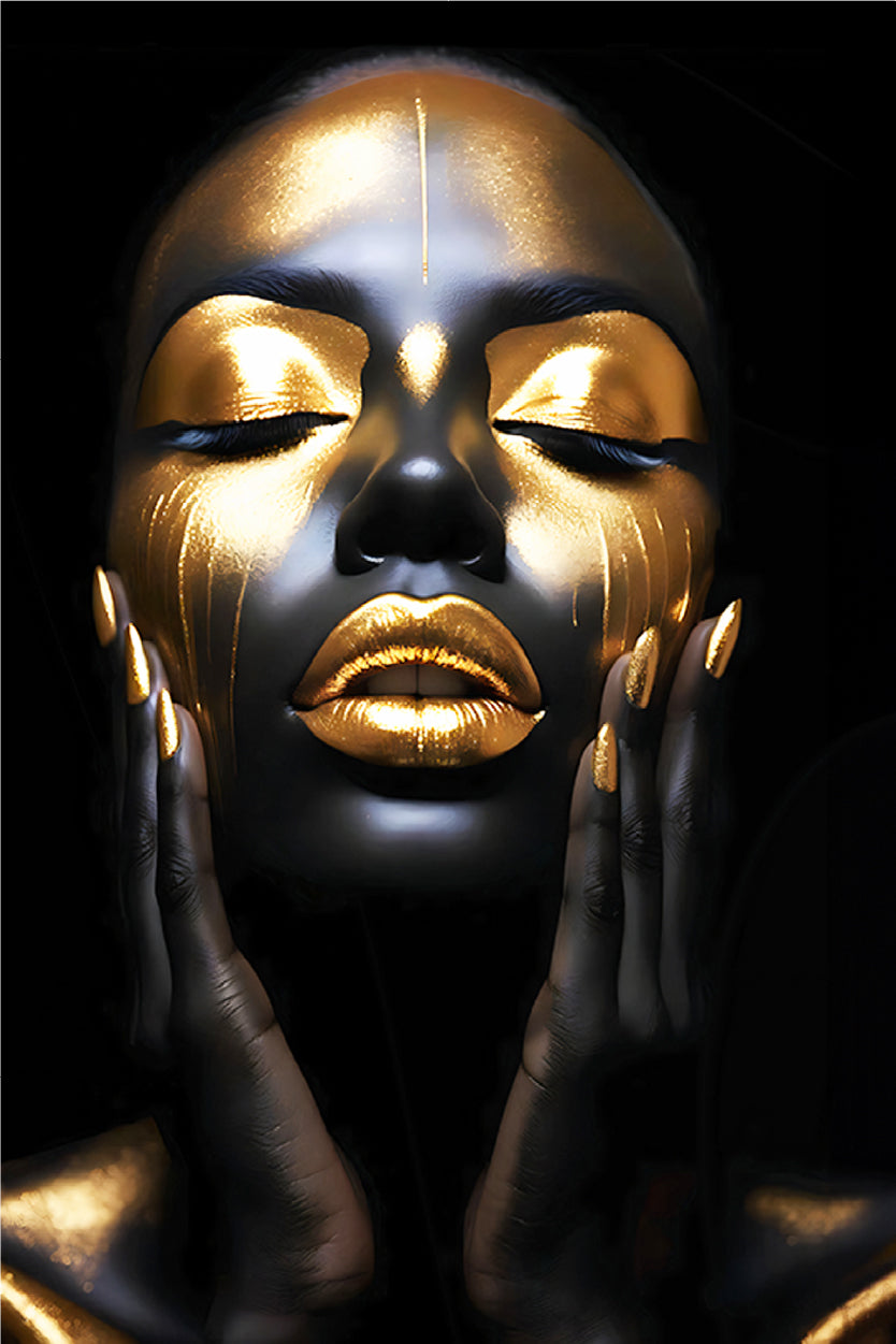 Black Gold Woman Painting Wall Art Decor 100% Australian Made