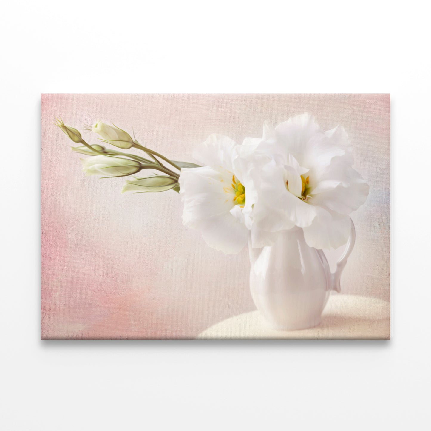 White Flowers in Vase Wall Art Decor 100% Australian Made