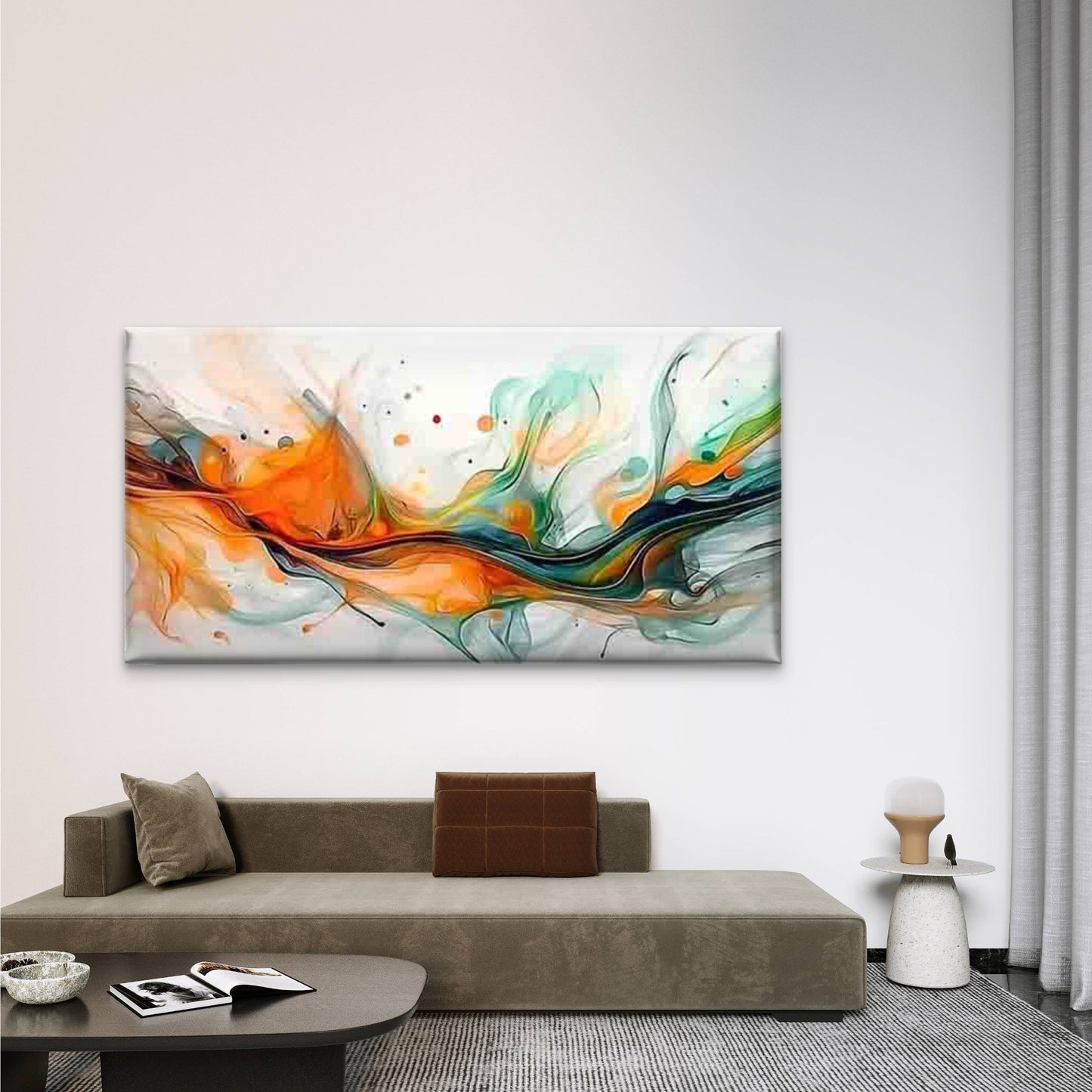 Modern Abstract Fluid Art Wall Art Canvas Office Home Room Framed 120x60cm - Bella Home Decor