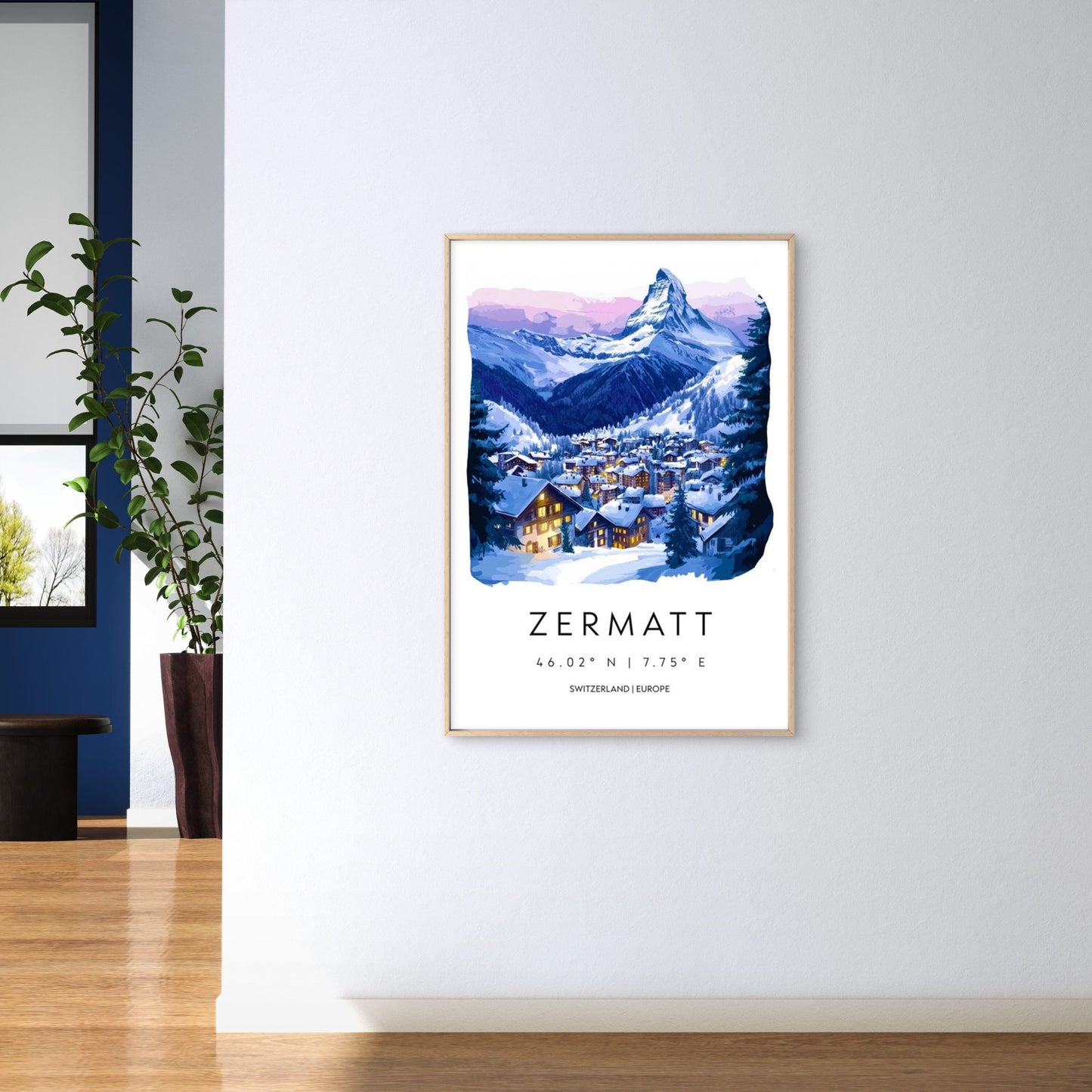 Zermatt Switzerland Mountain Village Art Travel Poster Print Wall Art