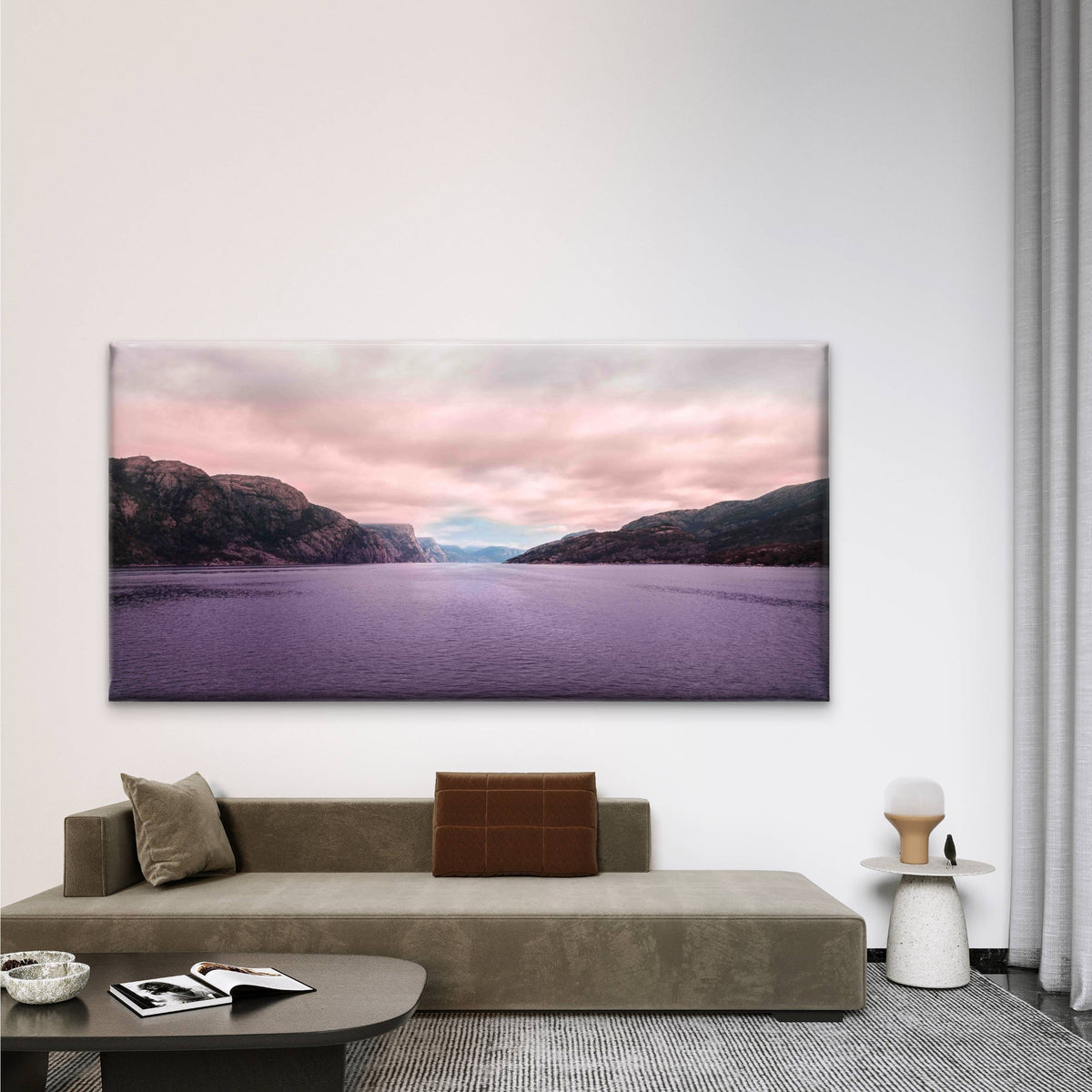 Sea Surrounded By High Rocks Wall Art Canvas Office Home Room Framed 120x60cm