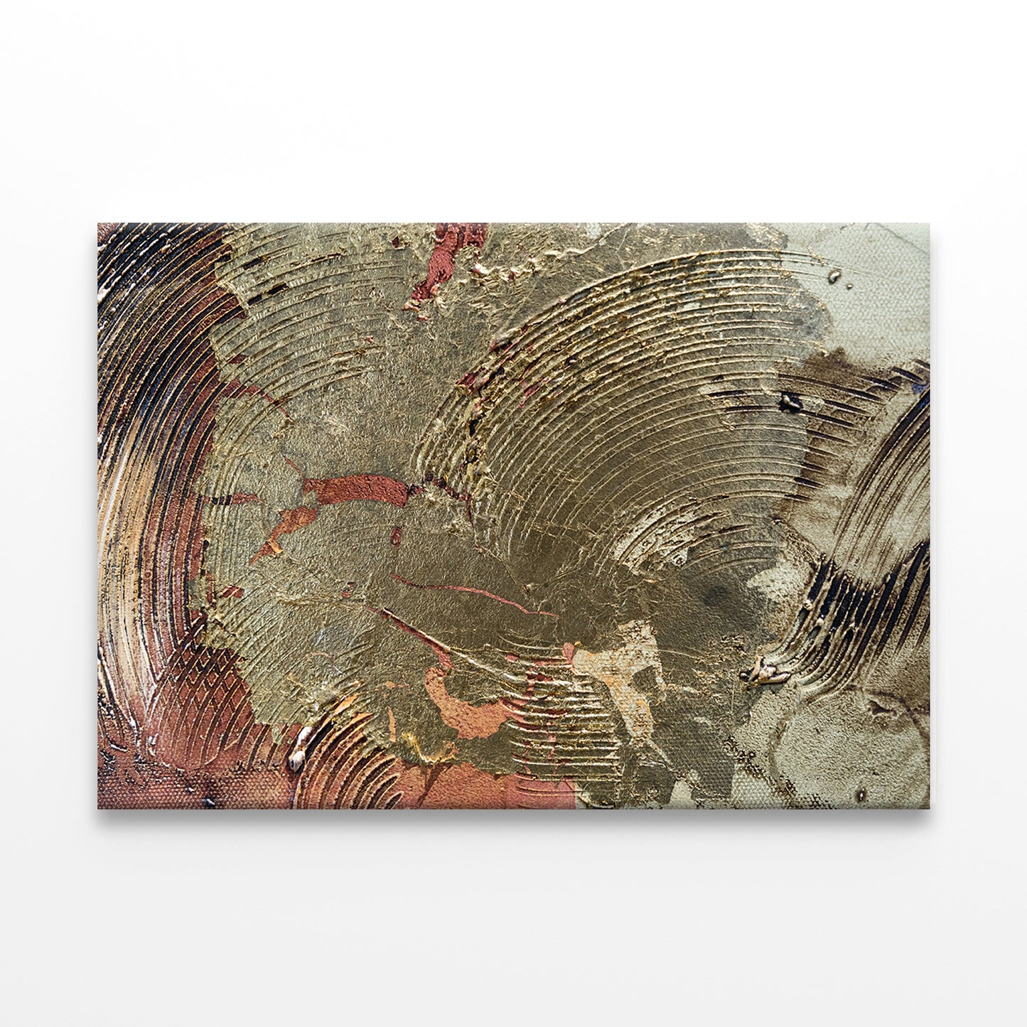 Abstract Golden Oil Paint Texture Wall Art Decor 100% Australian Made