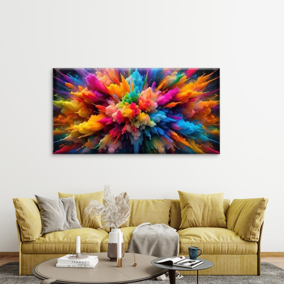 Abstract Explosion of Color Wall Art Canvas Office Home Room Framed 120x60cm