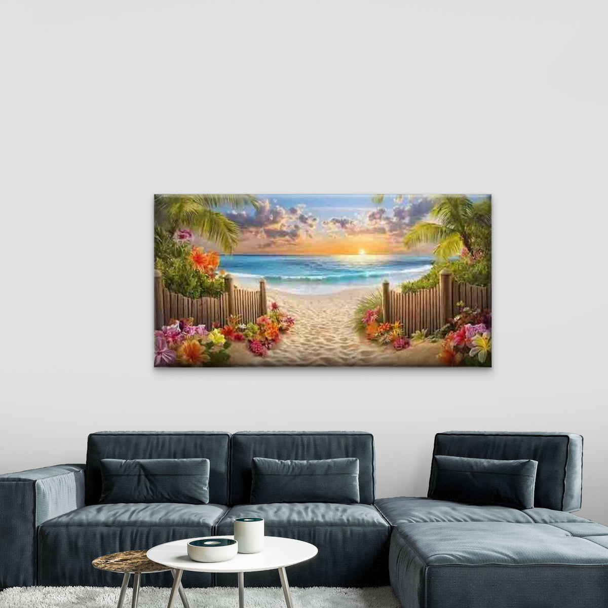 Beach Pathway to Paradise Wall Art Canvas Office Home Room Framed 120x60cm