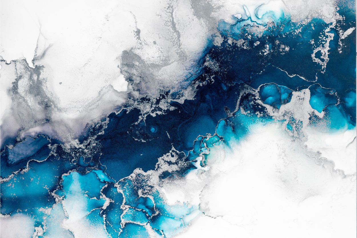 Blue Shaded Marble Ink Abstract Wall Art Wall Art Decor 100% Australian Made