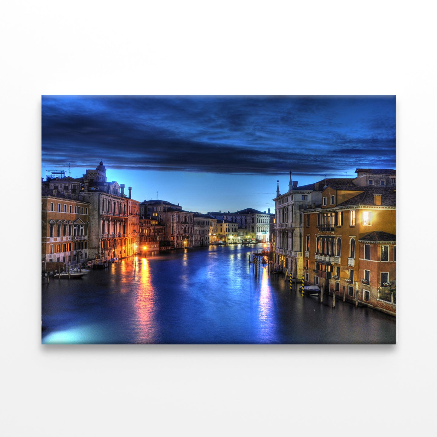 Night Canal in Venice with Lights Wall Art Decor 100% Australian Made