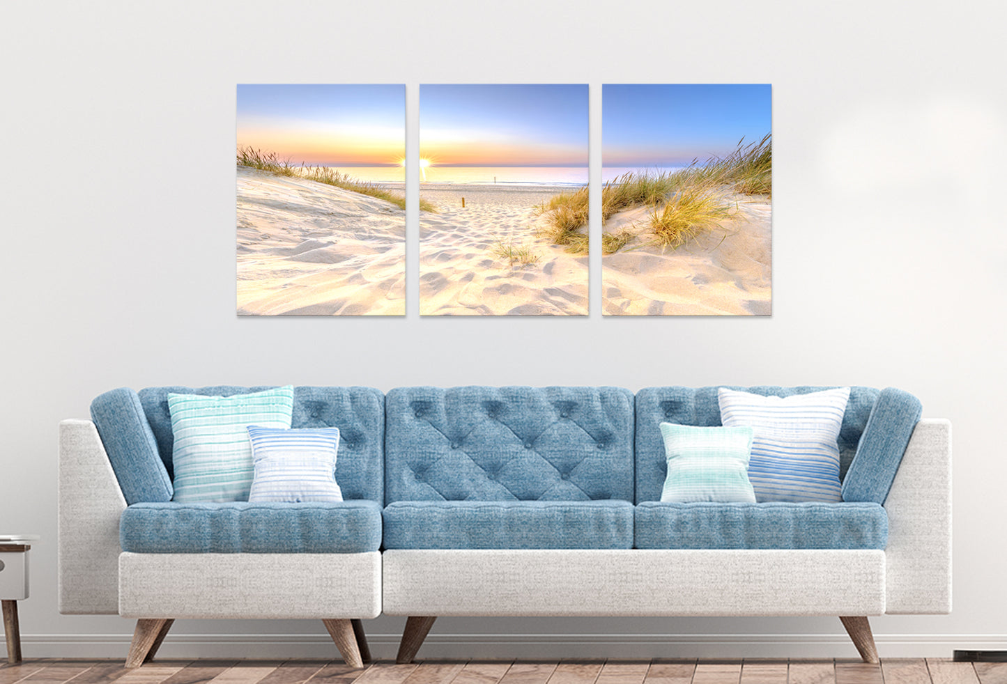 3pcs Sunset Beach Sandy Path Golden Hour Wall Art Set Canvas Framed 40x60cm - High Quality Print 100% Australian Made Wall Canvas Ready to Hang