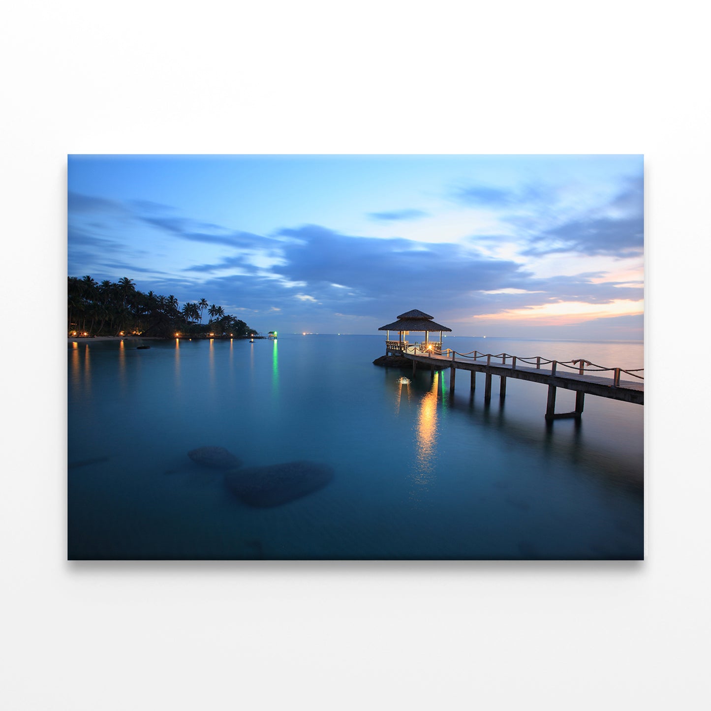 Pavilion with bridge into the sea Wall Art Decor 100% Australian Made