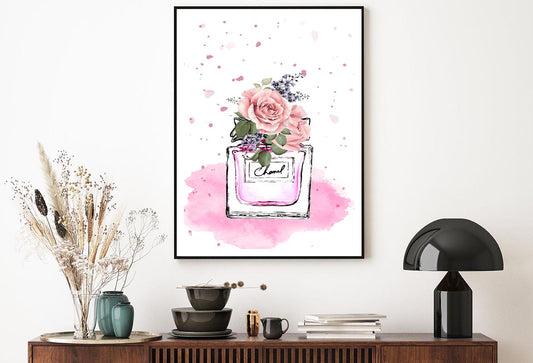 Pink Colored Flower Perfume Design Home Decor Premium Quality Poster Print Choose Your Sizes