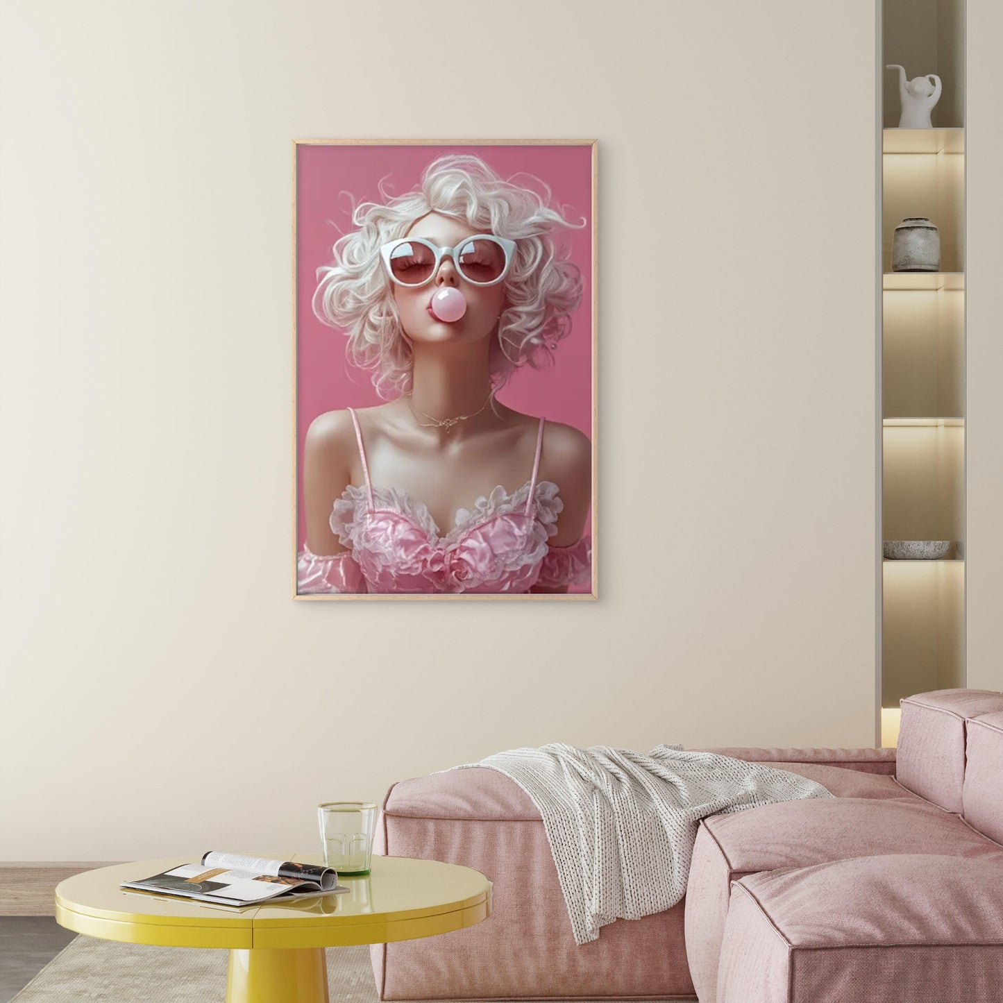 Whimsical Fashion Glasses Girl Blowing Bubbles Fashion Home Decor Premium Quality Poster Print Choose Your Sizes