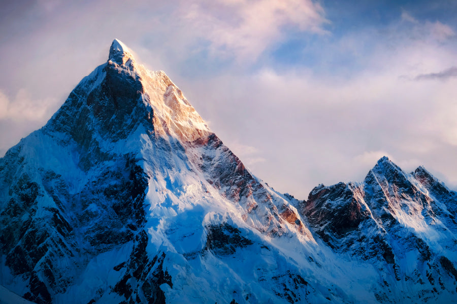 View Of Beautiful Snowy Masherbrum Acrylic Glass Print Tempered Glass Wall Art 100% Made in Australia Ready to Hang