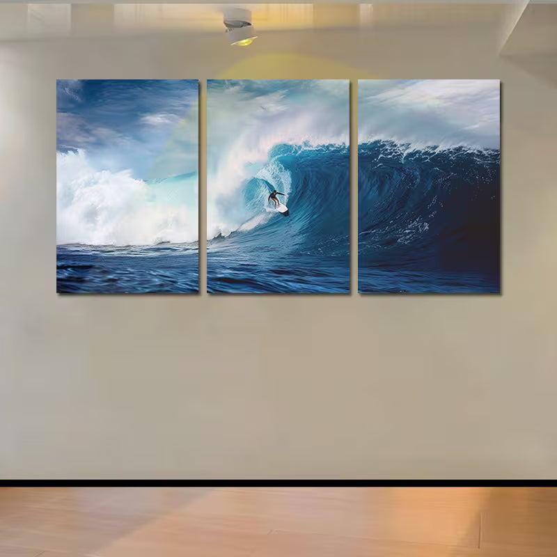 3pcs Extreme Surfing Theme Wall Art Set Canvas Framed 60x90cm - High Quality Print 100% Australian Made Wall Canvas Ready to Hang