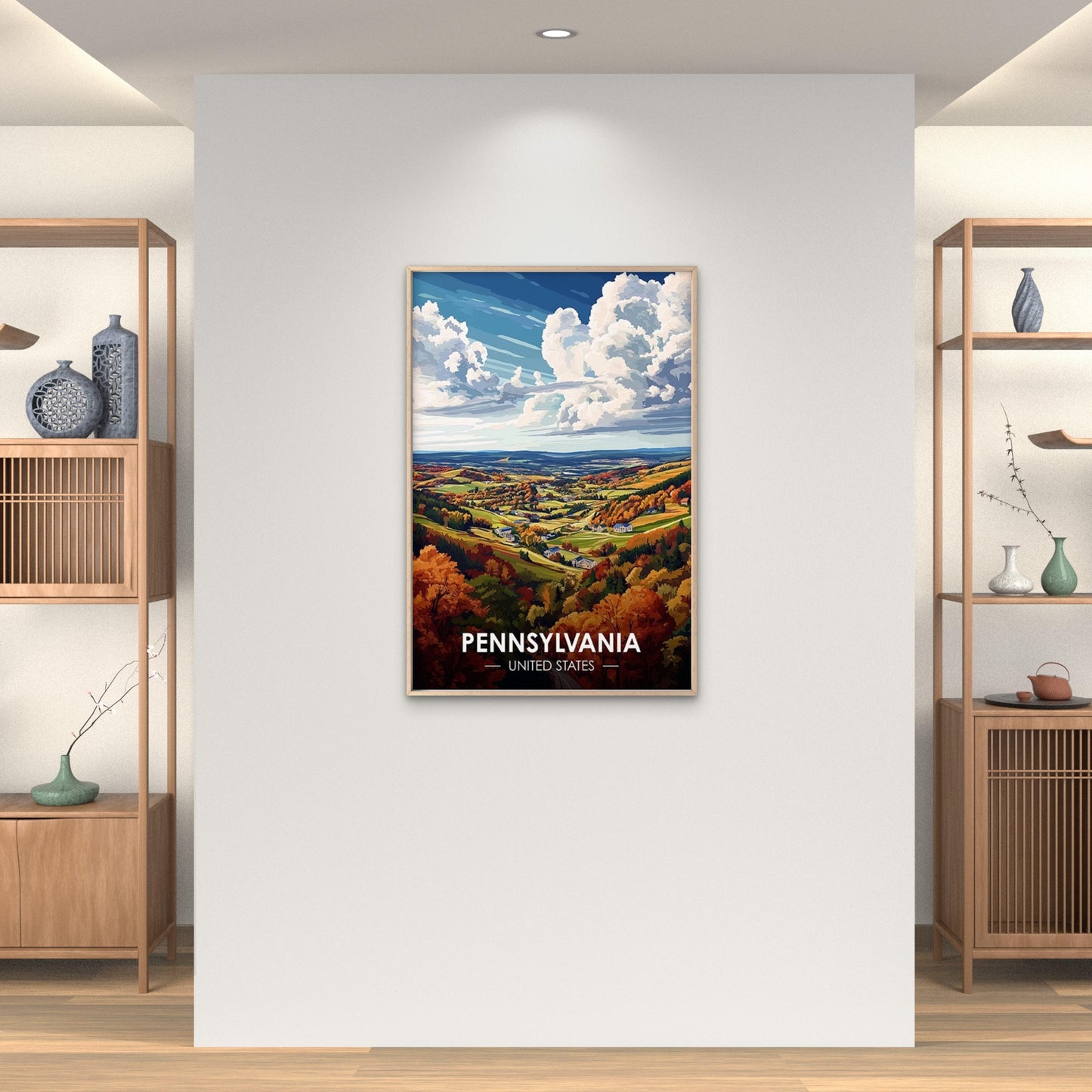 Scenic Autumn Hills Of Pennsylvania Travel Poster Print Wall Art