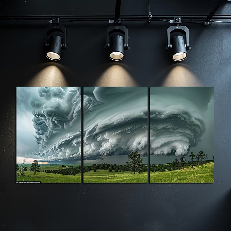 3pcs Intense Thunderstorm Over Custer State Park Wall Art Set Canvas Framed 60x90cm - High Quality Print 100% Australian Made Wall Canvas Ready to Hang