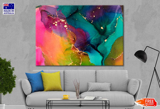 Waves And Golden Swirls Abstract Print 100% Australian Made