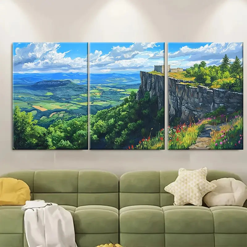 3pcs Ardennes France Scenic Forest Landscape Wall Art Set Canvas Framed 60x90cm - High Quality Print 100% Australian Made Wall Canvas Ready to Hang