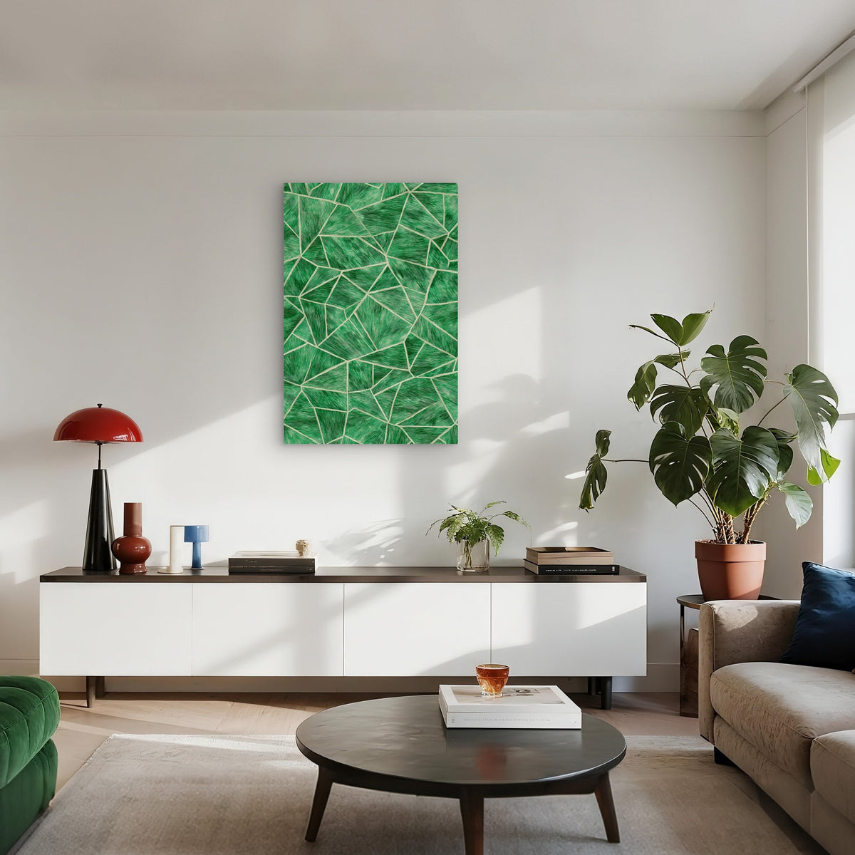 Shattered Emerald Geometric Design 60x90cm Metal Print Ready to Hang
