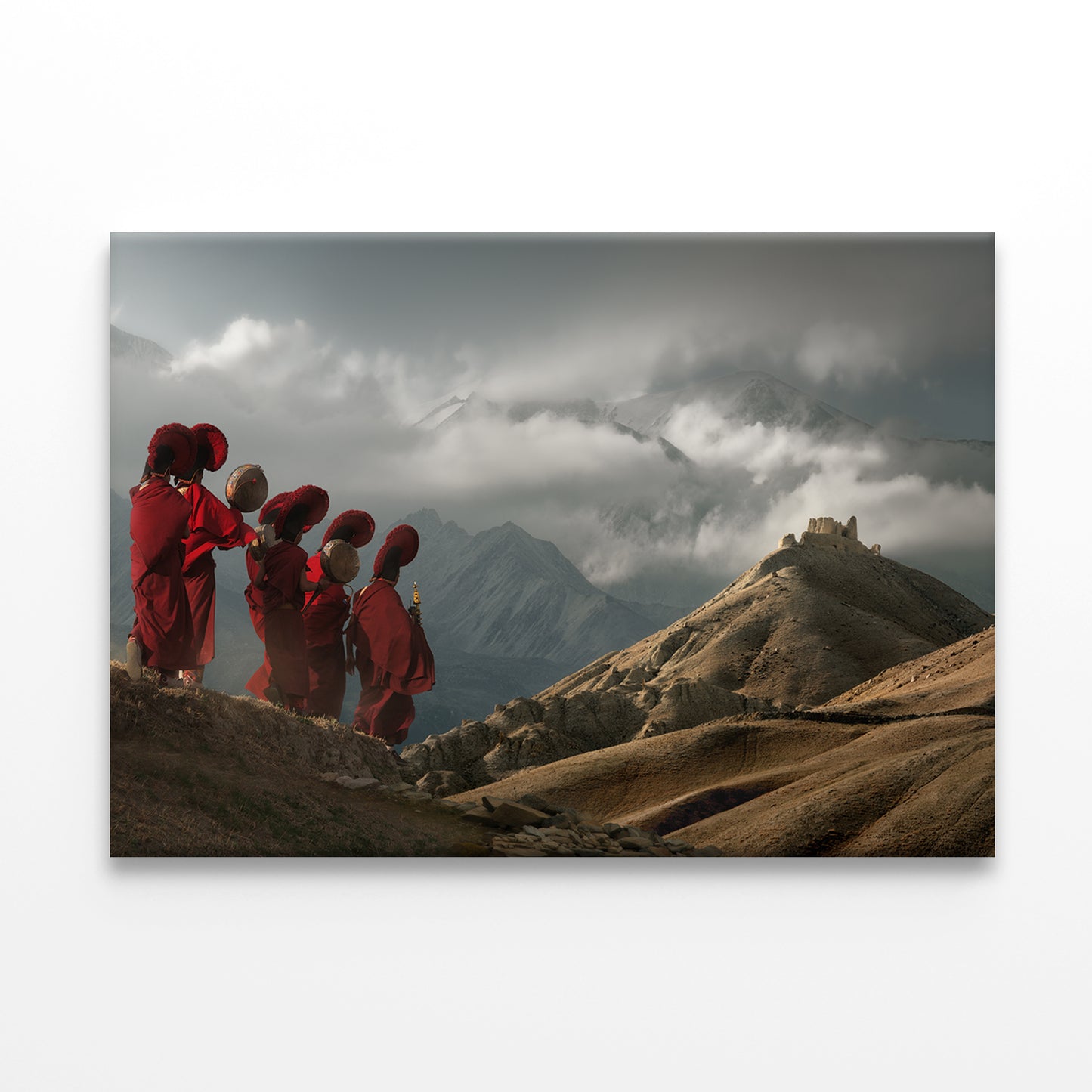 Young Monks Walking to Temple Wall Art Decor 100% Australian Made