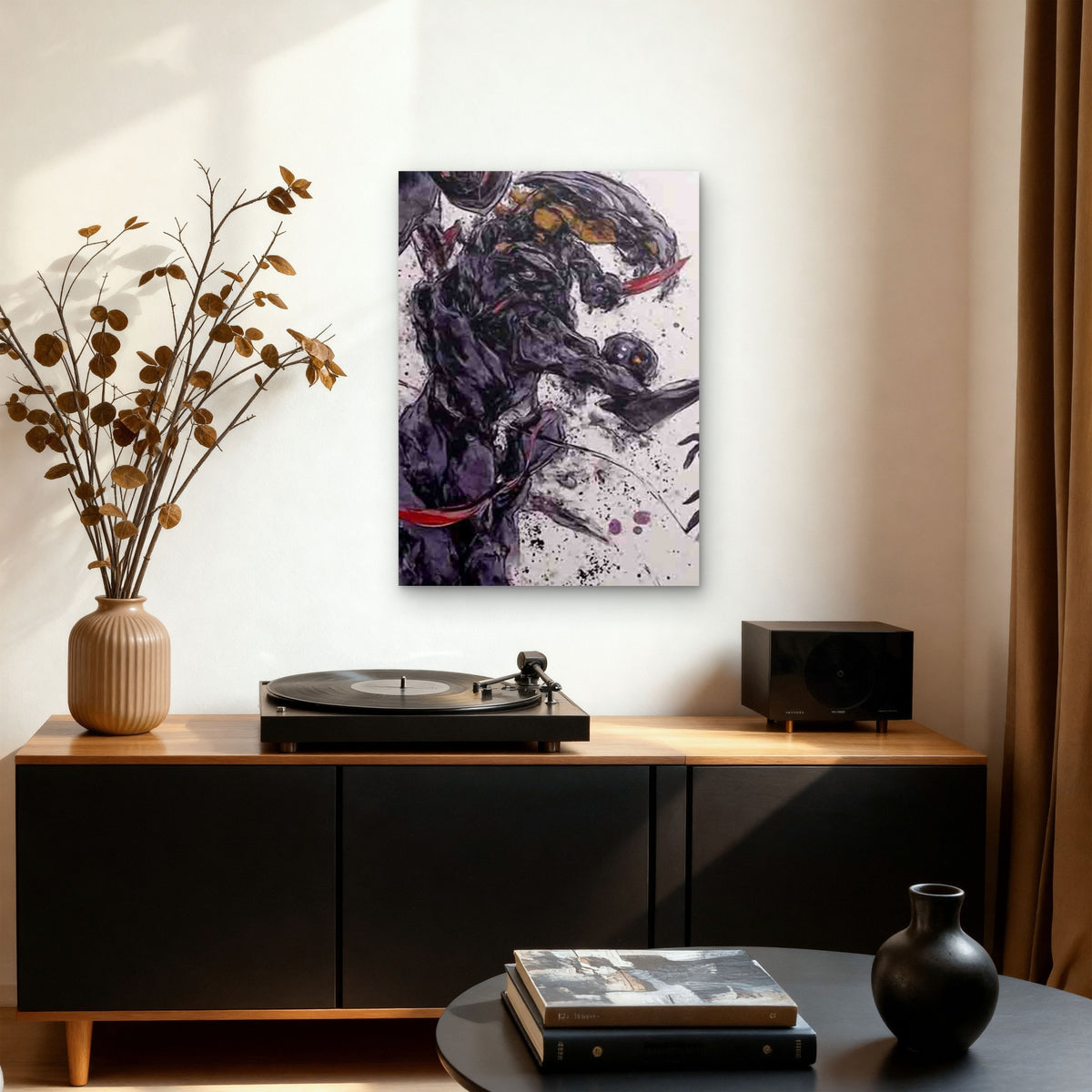Abstract Dark Creature with Horns Metal Print Ready to Hang