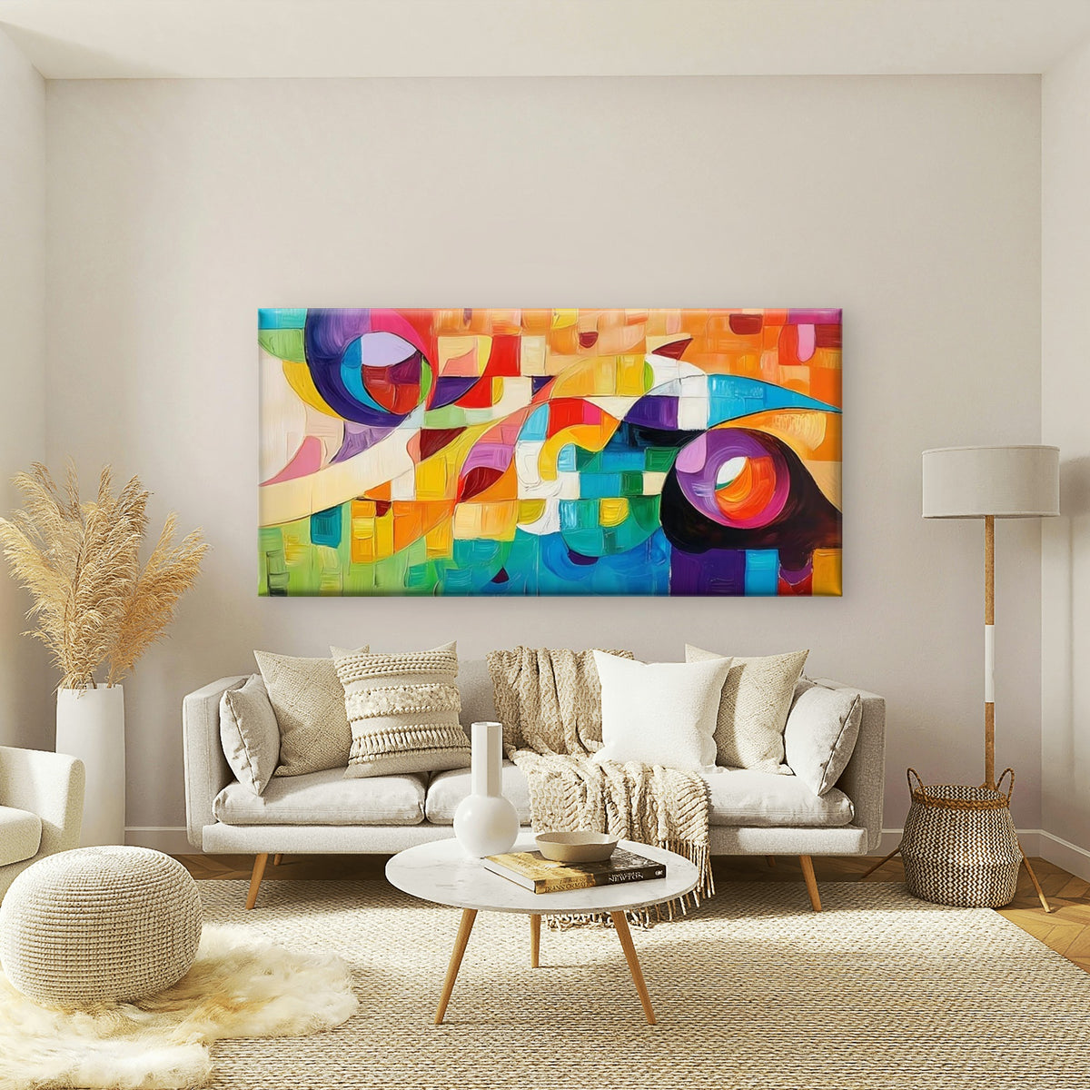 Colorful Abstract Forms Wall Art Canvas Office Home Room Framed 120x60cm