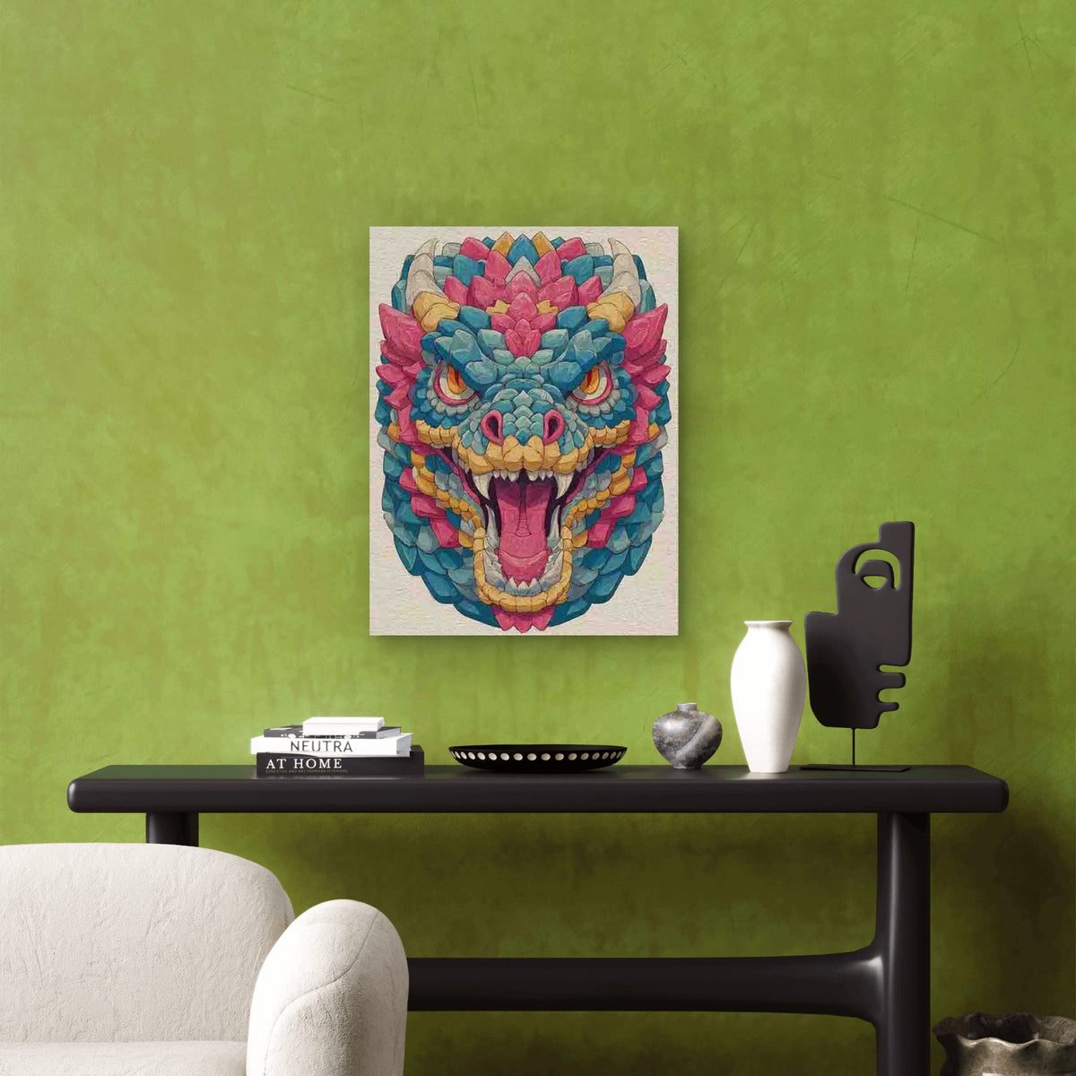 Vibrant Cartoon Hydra Metal Print Ready to Hang