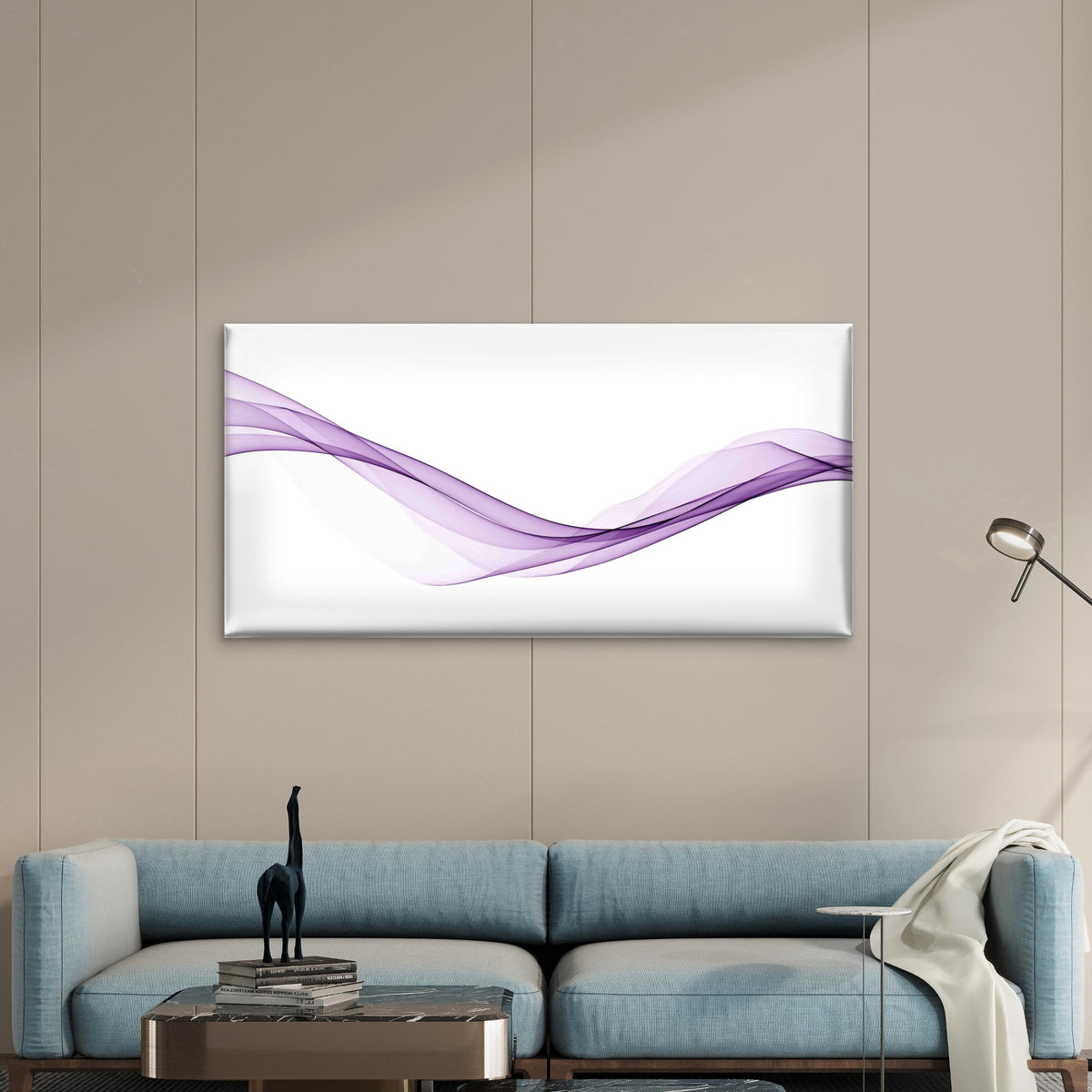 Dynamic Purple Wave Wall Art Canvas Office Home Room Framed 120x60cm