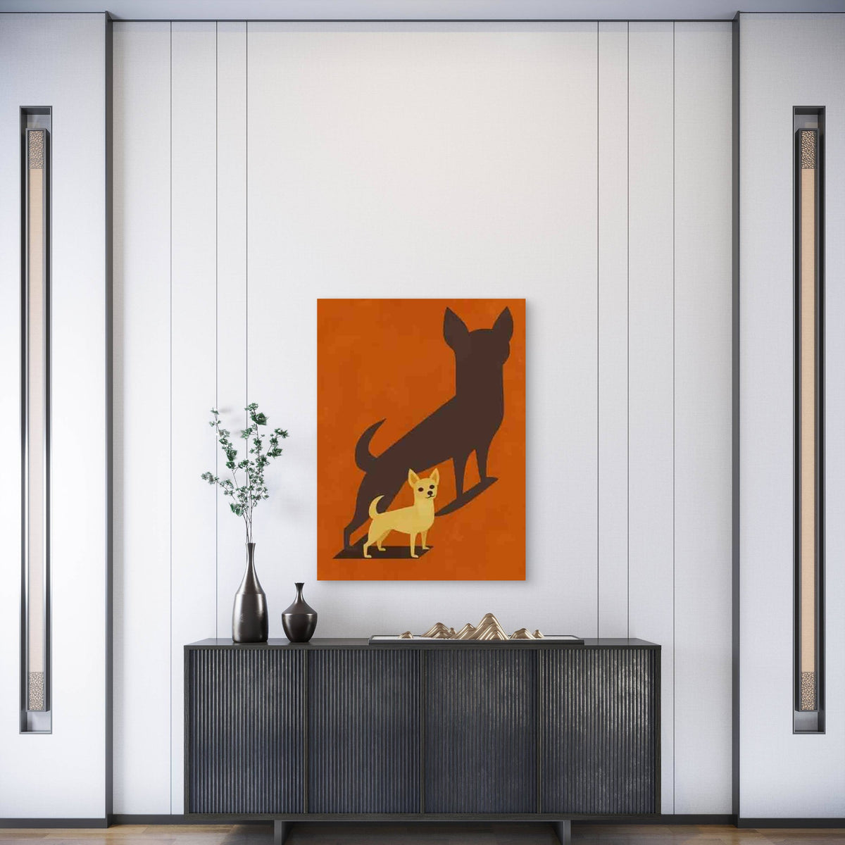 Minimalist Chihuahua Silhouette Metal Print Ready to Hang