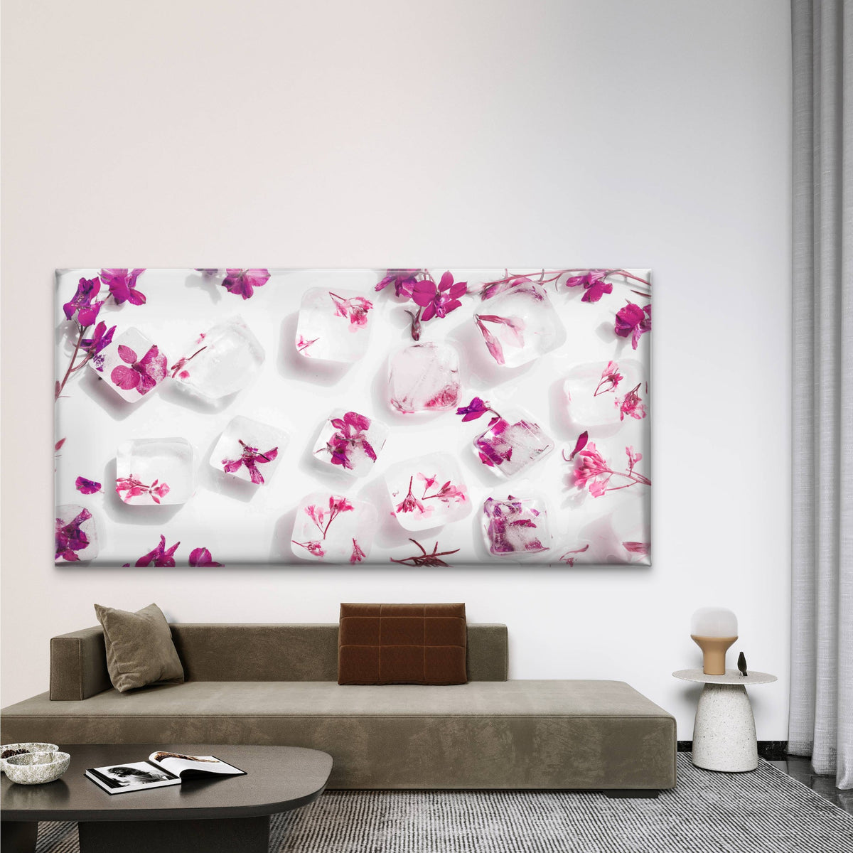 Floral Ice Cube Tray Wall Art Canvas Office Home Room Framed 120x60cm