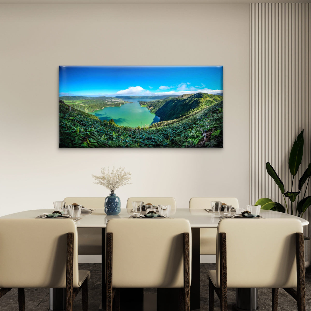 Lake Surrounded By Mountains Wall Art Canvas Office Home Room Framed 120x60cm