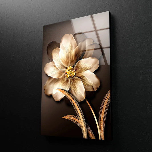 Gold Flower 3D Design UV Direct Aluminum Print Australian Made Quality