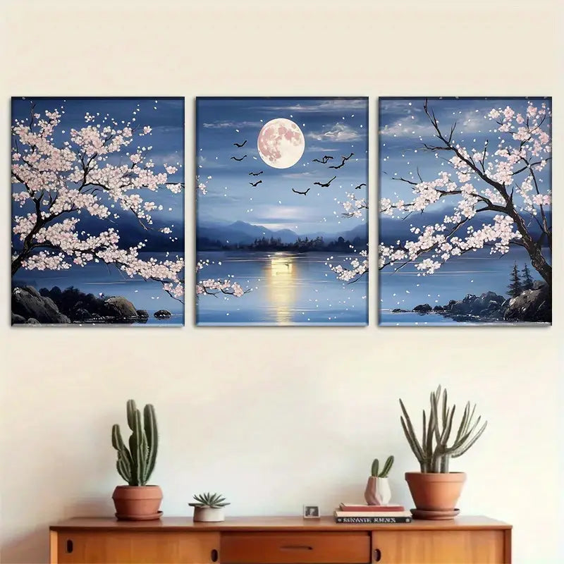 3pcs Floral Design, Tree & Flower Metal Print Ready to Hang Art