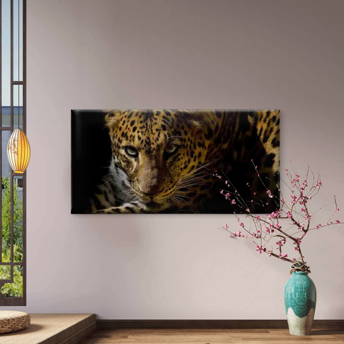 Close-Up Image of a Leopard Wall Art Canvas Office Home Room Framed 120x60cm