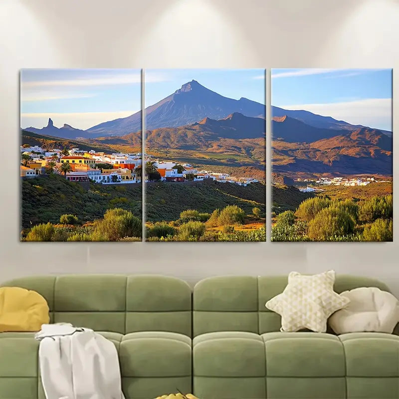 3pcs Canary Islands Spain Seaside Print Wall Art Set Canvas Framed 60x90cm - High Quality Print 100% Australian Made Wall Canvas Ready to Hang