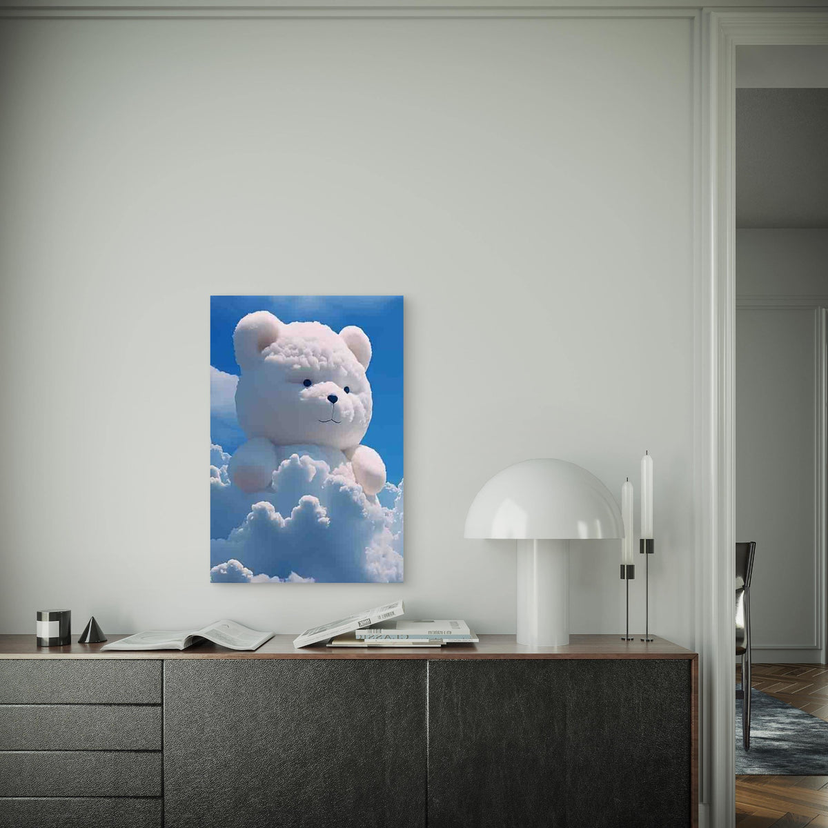 Whimsical Bear in Clouds Metal Print Ready to Hang