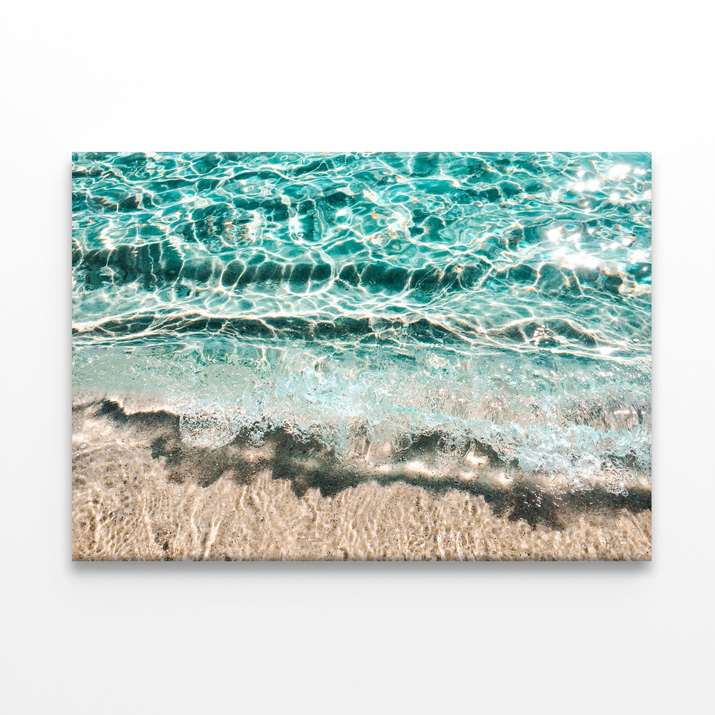 Turquoise Wave on Sandy Shore Wall Art Decor 100% Australian Made